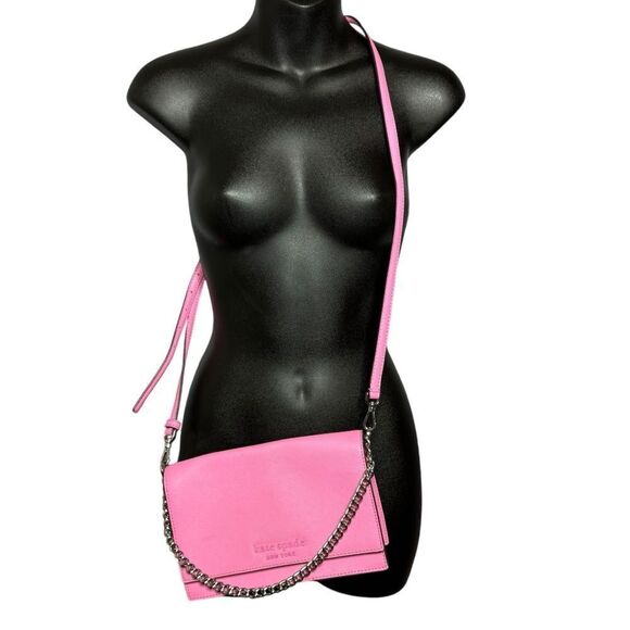 Kate Spade bright bubblegum pink leather chain crossbody bag Cameron - Picture 1 of 11